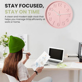Clockswise 12-Inch Modern Minimalist Round Plastic Wall Clock Bold Arabic Numerals Analog Display Step Movement Easy-to-Read Timepiece for Living Room Kitchen Office Bedroom Wall Decor