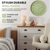 Clockswise 12-Inch Modern Minimalist Round Plastic Wall Clock Bold Arabic Numerals Analog Display Step Movement Easy-to-Read Timepiece for Living Room Kitchen Office Bedroom Wall Decor