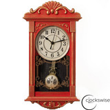 Clockswise Decorative Grandfather-Style Wall Clock Vintage-Inspired Design Realistic Wood-Grain Texture Distressed Finish Battery-Operated for Home Office Living Room Kitchen Entryway