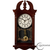 Clockswise 20" Plastic Grandfather Clock Realistic Wood-Grain Finish with Swinging Pendulum and Chiming Sound Battery-Operated Decorative Wall Accent for Home Office Living Room Kitchen Hallway