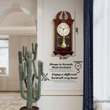 Clockswise 20" Plastic Grandfather Clock Realistic Wood-Grain Finish with Swinging Pendulum and Chiming Sound Battery-Operated Decorative Wall Accent for Home Office Living Room Kitchen Hallway