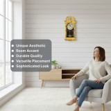 Clockswise 20" Plastic Grandfather Clock Realistic Wood-Grain Finish with Swinging Pendulum and Chiming Sound Battery-Operated Decorative Wall Accent for Home Office Living Room Kitchen Hallway