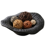 Uniquewise Round Decorative Plates Black Finish Resin Accent for Table Countertop Console Shelf Kitchen Display Centerpiece for Living Room Entryway and Home Decor