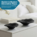 Uniquewise Round Decorative Plates Black Finish Resin Accent for Table Countertop Console Shelf Kitchen Display Centerpiece for Living Room Entryway and Home Decor