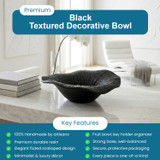 Uniquewise Round Decorative Plates Black Finish Resin Accent for Table Countertop Console Shelf Kitchen Display Centerpiece for Living Room Entryway and Home Decor