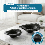 Uniquewise Round Decorative Plates Black Finish Resin Accent for Table Countertop Console Shelf Kitchen Display Centerpiece for Living Room Entryway and Home Decor