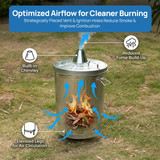 Silver Outdoor Galvanized Metal Garden Incinerator Can, for Yard, Patio, and Backyard