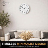 Clockswise 11" Modern Minimalist Round Wall Clock Analog Display Step Movement Mechanism Easy-to-Read Timepiece for Living Room Kitchen Office or Bedroom Wall Decor