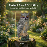 Gardenised Horned Owl Decoy - Bird Deterrent Scarecrow, Fake Owl for Garden, Patio, Yard, Lawn, Outdoor Display - Halloween Decoration for Trees, Fences & Landscape