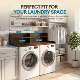 Basicwise 54" Washer and Dryer Countertop Organizer Rack with Raised Split-Level Shelf Laundry Machine Topper Folding Clothes Surface Space-Saving Storage Solution for Organized Laundry Rooms