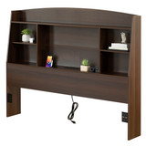 Basicwise 62" Queen Storage Headboard with Open Shelving and Built-In Cable Management Multi-Section Organizer for Books Devices and Nighttime Essentials Space-Saving Bedroom Setup for Easy Access