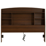Basicwise 62" Queen Storage Headboard with Open Shelving and Built-In Cable Management Multi-Section Organizer for Books Devices and Nighttime Essentials Space-Saving Bedroom Setup for Easy Access