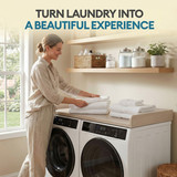 Basicwise 58-Inch Washer and Dryer Countertop with Raised Edges, Laundry Machine Topper Organizer Shelf, Over Washer and Dryer Storage Counter for Folding Clothes and Laundry Room Organization, Brown