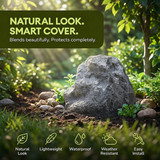 Gardenised Artificial Rock Cover – Weather-Resistant Fiberglass Garden Landscape Utility Concealer for Valves, Pumps, Irrigation Systems, Septic Covers, and Outdoor Equipment, Slate Gray Finish