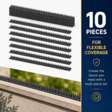 Pack of 10 Plastic Bird Deterrent Spikes for Birds, Pigeon, Squirrel, Raccoon, Crow, and Cat Anti-Climb Strips to Deter Theft - Suitable for Wall, Windowsill, Railing, Fence, and Roof - Grey