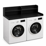 Basicwise 54" Washer and Dryer Countertop Organizer Rack with Raised Split-Level Shelf Laundry Machine Topper Folding Clothes Surface Space-Saving Storage Solution for Organized Laundry Rooms