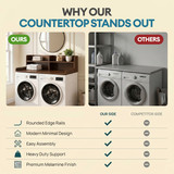 Basicwise 54" Washer and Dryer Countertop Organizer Rack with Raised Split-Level Shelf Laundry Machine Topper Folding Clothes Surface Space-Saving Storage Solution for Organized Laundry Rooms