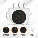 Clockswise Coffee Cup Wall Clock Battery-Operated Quartz Timepiece Decorative Accent for Kitchen Coffee Bar Cafe Restaurant Dining Room and Breakfast Nook, Ideal for Home & Office Decor