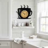 Clockswise Coffee Cup Wall Clock Battery-Operated Quartz Timepiece Decorative Accent for Kitchen Coffee Bar Cafe Restaurant Dining Room and Breakfast Nook, Ideal for Home & Office Decor