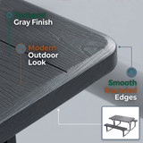 Gray Outdoor Picnic Table Set with Benches, Woodgrain Plastic Patio Table with Sturdy Metal Frame, Weather-Resistant Backyard Picnic Bench Table for Any Outdoor Space, Seats 6
