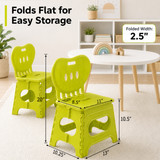 Basicwise Foldable Plastic Chair Set of 2 Collapsible Multi-Purpose Space-Saving Portable Stool for Indoor & Outdoor Use Playroom Kitchen Patio Garden Camping Picnic Events and Small Spaces