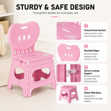 Basicwise Foldable Plastic Chair Set of 2 Collapsible Multi-Purpose Space-Saving Portable Stool for Indoor & Outdoor Use Playroom Kitchen Patio Garden Camping Picnic Events and Small Spaces