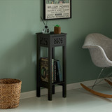 Acacia Wood Slim Bedside Table with Minimalist Design and Space-Saving Functionality, Wood Drawer and Open Shelf Side Table