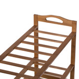 Basicwise Bamboo Shoe Rack with Open Shelves Set of 2 Natural Footwear Organizer & Shoe Stand for Entryway Bedroom Closet Hallway and Small Space Organization Freestanding Floor Storage