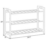 Basicwise Bamboo Shoe Rack with Open Shelves Set of 2 Natural Footwear Organizer & Shoe Stand for Entryway Bedroom Closet Hallway and Small Space Organization Freestanding Floor Storage