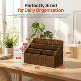Wickerwise Handwoven Paper Rope Desktop Organizer for Mail & Files