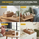 Wickerwise Toilet Paper Storage Basket for Bathroom Countertops