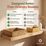Wickerwise Set of 2 Handwoven Decorative Seagrass Storage Baskets