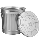 Gardenised Round Galvanized Steel Trash Can with Lid and handles Durable Metal Storage Bucket for Backyard Lawn Garden and Yard Use Weather-Resistant Garbage Can for Indoor and Outdoor