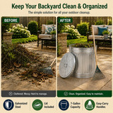 Gardenised Round Galvanized Steel Trash Can with Lid and handles Durable Metal Storage Bucket for Backyard Lawn Garden and Yard Use Weather-Resistant Garbage Can for Indoor and Outdoor