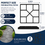 Decorative Pavement Mold Cement Form Stamp Walkway Maker Patio Stepping Stone Pavers Reusable Pathway Mould, 2 Pack