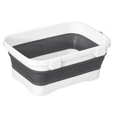 Basicwise Collapsible Wash Basin with Drain Plug Space-Saving Dish Tub
