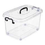 Basicwise 18 QT Clear Plastic Storage Box with Lid Stackable Organizer Tote