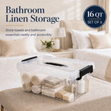 Basicwise Clear Plastic Storage Bins for Home Organization