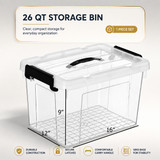 Basicwise Clear Plastic Storage Bins for Home Organization