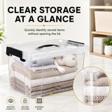 Basicwise Clear Plastic Storage Bins for Home Organization