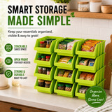 Basicwise Stackable Easy-Access Plastic Storage Organizer Basket