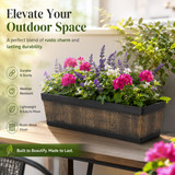 Outdoor and Indoor Rectangle Trough Plastic Planter Box, Vegetables or Flower Planting Pot, Brown