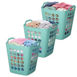 Flexible Plastic Carry Laundry Basket Holder Square Storage Hamper with Side Handles