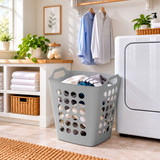 Flexible Plastic Carry Laundry Basket Holder Square Storage Hamper with Side Handles