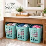 Flexible Plastic Carry Laundry Basket Holder Square Storage Hamper with Side Handles