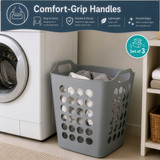 Flexible Plastic Carry Laundry Basket Holder Square Storage Hamper with Side Handles