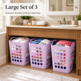 Flexible Plastic Carry Laundry Basket Holder Square Storage Hamper with Side Handles