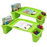 Basicwise 2-Pack Activity Desk Tables with Cup Holders & Storage