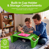 Basicwise 2-Pack Activity Desk Tables with Cup Holders & Storage