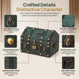 Vintiquewise Antique-Inspired Wooden Treasure Chest Box for Home Decoration